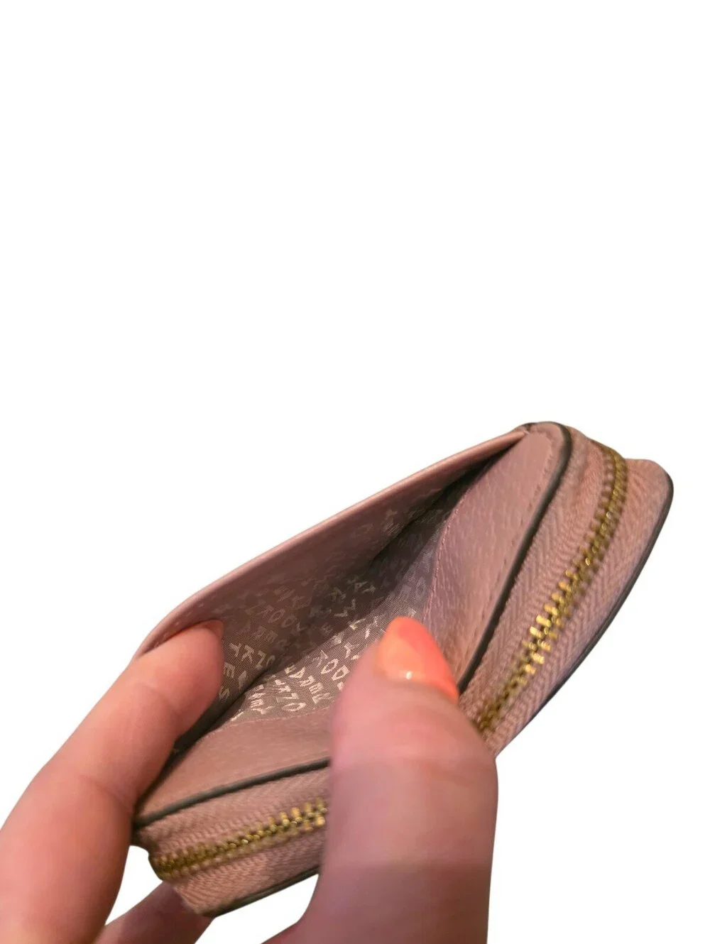 Kate Spade Mauve Pink Leather Zip Around Compact Wallet Keyholder LeatherGold